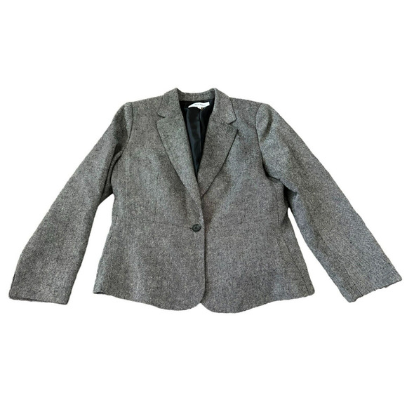 Calvin Klein Gray Blazer Womens Size 12 Sport Jacket Wool Single Button Front - Picture 2 of 11